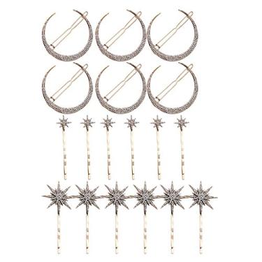 Imagem de 18 Pieces Vintage Beauty Crystal Crescent Moon Star Headwear Hairpin Hair Clip Jewelry Setcoding/250