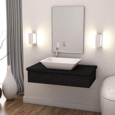 Imagem de Conjunto Bancada para Banheiro 80cm com Cuba Rt45 800W Metrópole Compace Preto Onix