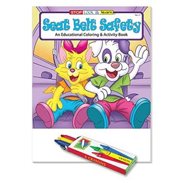 Imagem de ZOCO - Cinto de segurança – Livros educativos para colorir para crianças (pacote com 25 unidades, com giz de cera) – Passageiros seguros no carro – apostila policial – Atividades para crianças