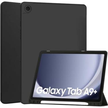 Imagem de Capa Smart Case Compatível Para Samsung Galaxy Tab A9 PLUS 11'' SM-X210/SM-X216/SM-X218 2023 C/SUPORTE -Preto Leve, PU de qualidade,Anti-impressões digitais,Resistente a arranhões