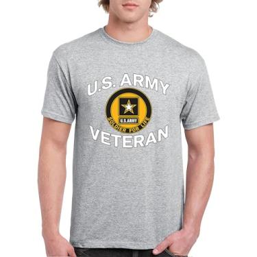 Imagem de Camiseta US Army Veteran Soldier for Life Military Pride DD 214 Patriotic Armed Forces Gear Licenciada Masculina, Cinza, 4G