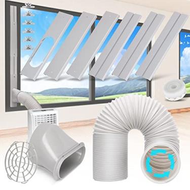 Imagem de Kerykwan Kit de ventilação de ar condicionado portátil com mangueira de exaustão de 15 cm, kit de janela CA portátil ajustável para dutos, painel de vedação CA portátil universal para janela
