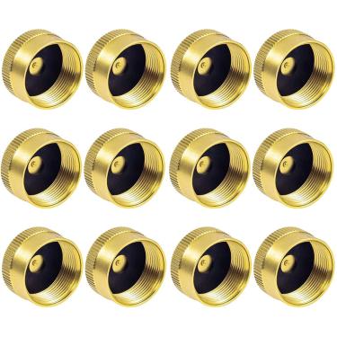 Imagem de Metaland 12 peças tampa de garrafa de propano latão sólido 0,5 kg tampa de tanque de recarga universal para acampamento ao ar livre fogão cozinhar
