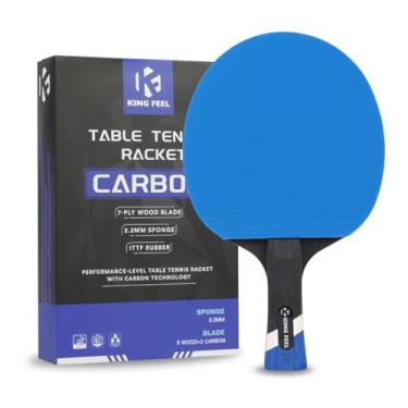 Imagem de Raquetes profissionais de tênis de mesa de fibra de carbono, leve, com lâmina de 7 camadas, esponja premium de 2 mm, borracha aprovada pela ITTF, desempenho em nível de torneio