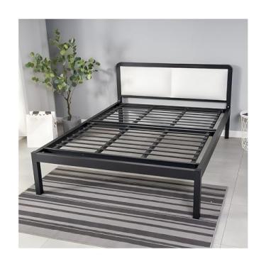 Imagem de Estrutura De Cama Queen De Metal, Estrutura De Cama De Tamanho Completo Com Espaço De Armazenamento, Armações De Cama Queen Modernas Com Pernas De Apoio Antiderrapantes (Color : Black, Size : 59x74i
