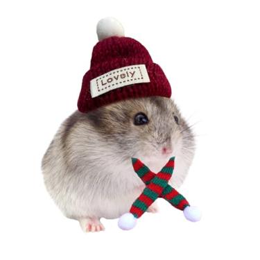 Imagem de KnocKconK Conjunto de fantasia de hamster com camisa, chapéu, sapatos, chinelo de tubarão fofo de animal pequeno para animais de estimação de verdade, roupas de festa de férias de mini rato fofo, para