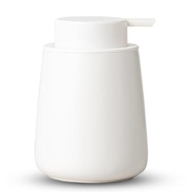 Imagem de AZMOYAC Dispensador de sabonete branco para as mãos – Dispensador de sabão de cerâmica de 340 g para banheiro e cozinha, dispensador de sabão de lavagem à mão com bomba de loção