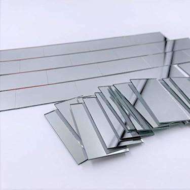 Imagem de NUORUI Mosaico de vidro de 2,5 cm x 5 cm, retângulos, mosaicos espelhados em forma de tijolo (pacote com 60) (25 x 50 mm)