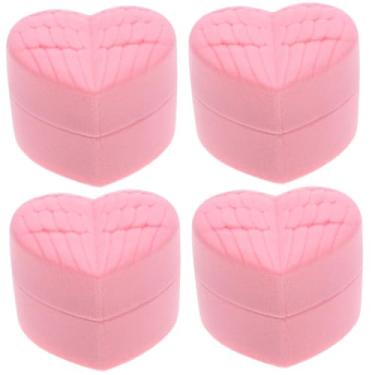 Imagem de 4 unidades de caixa de joias de anjo, caixas de anel de noivado para propostas, caixas de presente para joias, caixas de anel em formato de coração para casamento, joias, caixas de presente, caixas de