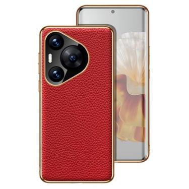 Imagem de LTLMYDAM Capa para HuaWei Pura 70 Ultra/70 Pro/70 Pro+/70, capa de couro genuíno com proteção total da câmera à prova de choque, vermelha, 70 Ultra