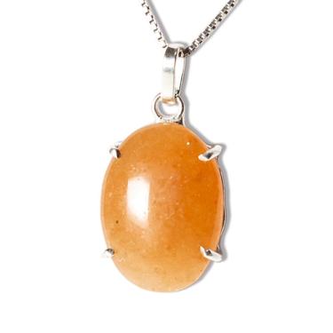 Imagem de Colar Cabochão Quartzo Tangerina 15mm Natural Garra Prata 950