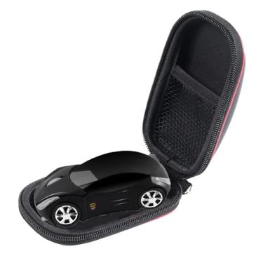 Imagem de elec Space Mouse sem fio – Mini mouse óptico ergonômico em formato de carro esportivo 3D para crianças, laptop com capa (preto)