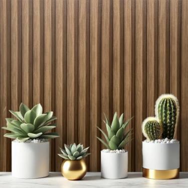 Imagem de Papel de Parede Adesivo Lavável Envelopamento Antimanchas 5 metros (Ripado Nogueira)