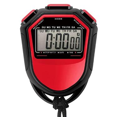 Imagem de Cronômetro digital portátil à prova d'água LCD Cronógrafo Contador esportivo com alça para natação, corrida, futebol, treinamento