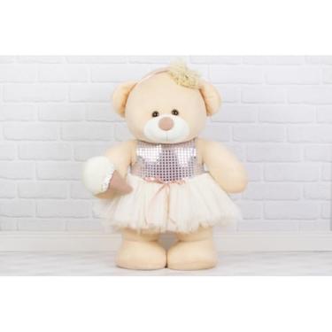 Imagem de URSO DE PELUCIA GIGANTE 60 CM FIXO EM PÉ PARA DECORAÇÃO (DOCINHO VESTIDO ROSE)