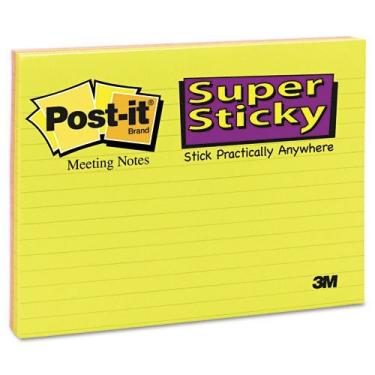 Imagem de Post-it Super Sticky : Super Sticky Large Format Notes, 8x6, Four Colors, Four 45-Sheet Pads/Pack -:- Sold as 2 Packs of - 4 - / - Total of 8 Each