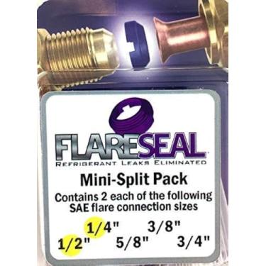 Imagem de FlareSeal® Modelo MSP-0408 Conexões SAE Flare sem vazamento - Refrigerante vaza refrigeração, HVAC, válvula Schrader sem dutos ou aplicações mini divididas (1/10.2 cm, mini pacote dividido - (2)