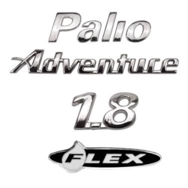 Imagem de Kit quatro peças emblema letreiro Palio Adventure 1.8 Flex fita 3M - F