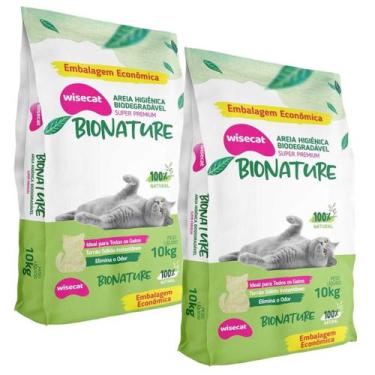 Imagem de Areia Higiênica De Mandioca Para Gatos Wisecat 10kg kit 2Un