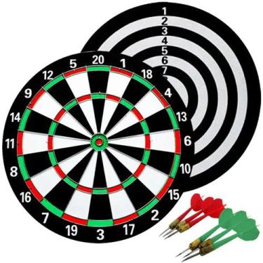 Imagem de Jogo de Dardos Dupla Face 30cm com Seis Dardos - R1Sports, Colorido