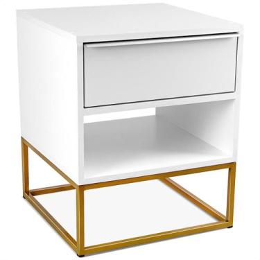 Imagem de Mesa de Cabeceira Lonova Quarto Design Industrial Aço e MDF com Gaveta