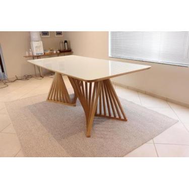 Imagem de Mesa de Jantar Romana para 6 e 8 lugares - Nacional Móveis, Tampo em v