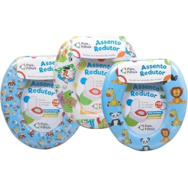 Imagem de Assento Redutor Infantil Almofadado Vaso Sanitário Desfralde Bebê Estampado - Pais & Filhos (Meninos)