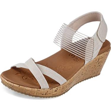 Imagem de Skechers Sandália de cunha de cortiça feminina, natural, 39, Natural, 9