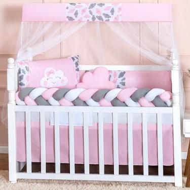 Imagem de Kit Berço Completo Nuvem Menina Menino Com Trança - L2M, Berço America