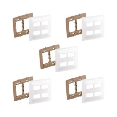 Imagem de Kit 5 Placa 4X4 P/ 4 Mód Branco Zeffia C Suporte Pial 680175 - Pial Le