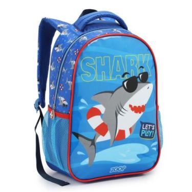 Imagem de Mochila escolar Infantil menino Tubarão 42 Cm para criança de costa gr