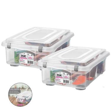 Imagem de Kit 2 Caixa Organizadora Grande 28,2l Multiuso Porta Utensílios Closet