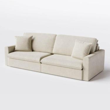 Imagem de Sofá Cama Bélgica Retrátil e Reclinável 1,70m em Linho Safira Bege Cla