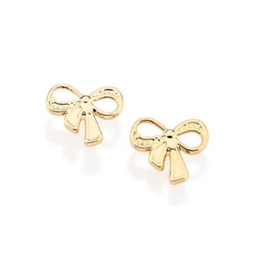 Imagem de Brinco infantil laço folheado a ouro 18k, /524635 - Rommanel 