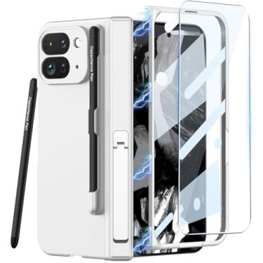 Imagem de Wibrthz Capa dobrável para Google Pixel 9 Pro com suporte para caneta S e caneta Stylus, capa rígida de policarbonato à prova de choque com proteção magnética de dobradiça e suporte e protetor de tela