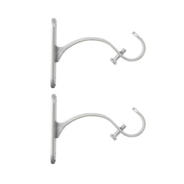 Imagem de Kenney Suportes de montagem de varão de cortina, suporte de parede ou teto, 1,5 cm de diâmetro, conjunto de 2, níquel escovado