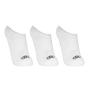 Imagem de Meia Olympikus Cano Invisível Masculino - Pacote com 3 Pares, Branco, 