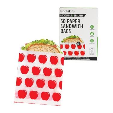 Imagem de Lunchskins Sacos de sanduíche de papel – seláveis, recicláveis e resistentes a gordura – Sacos de lanche descartáveis para crianças e família – Fecho autoadesivo para frescor – Perfeito para uso em