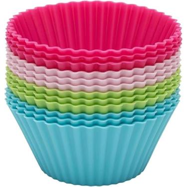 Imagem de Combo 12 Formas de Silicone Redonda para Mini Cupcake e Muffin Premium, Multicor, Resistente e Durável, Ideal para Micro-ondas, Forno e Airfryer (2)
