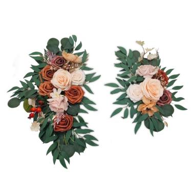 Imagem de IKULE Flores de arco de casamento flores artificiais para cenário de recepção e cerimônia de boas-vindas sinal de flor para lindo sonho cerimônia de casamento decoração floral pacote com 2