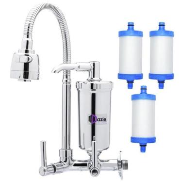 Imagem de Torneira Com Filtro Parede Cozinha Gourmet + 2 Refil Extra - Dazie Met