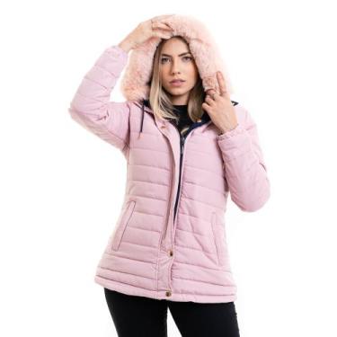 Imagem de Parka Dupla Face Feminina Casaco De Frio Intenso P/ Neve - bella, Azul