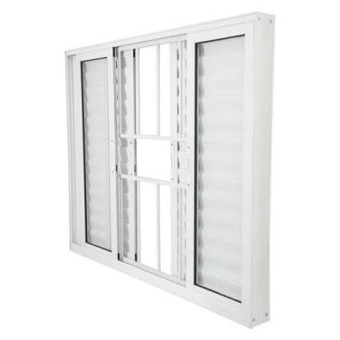 Imagem de Janela Veneziana em Alumínio Branco 100x200x10 cm 6 Folhas VL Com Grad