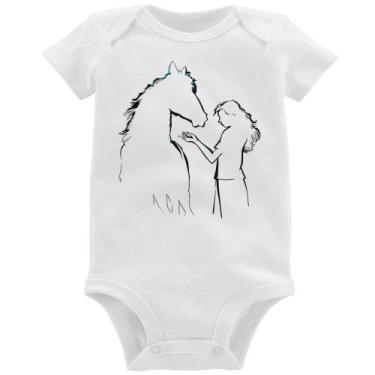 Imagem de Body Bebê Cavalo e Garota Silhueta - Foca na Moda, Branco, P