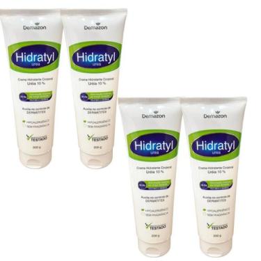 Imagem de CREME HIDRATANTE CORPORAL URÉIA 10% HIDRATYL 200gr DEMAZON KIT 4und