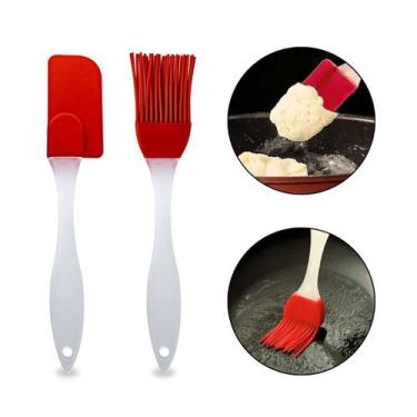 Imagem de Kit Espátula + Pincel Silicone Cozinha Culinária Multicolor - Arte Sed