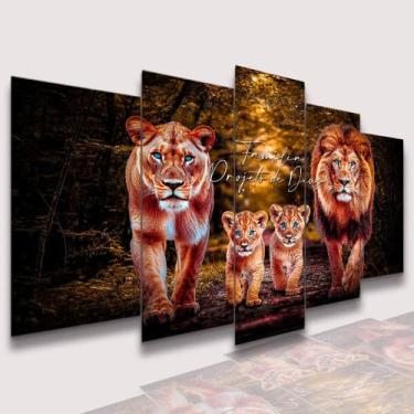 Imagem de Quadro Decorativo Mosaico Leão Fámilia Objeto de Deus - Dropx4