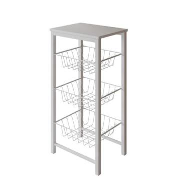 Imagem de Fruteira de Chão Cozinha Montada Aço Branco Tampo Branco Roma - Impéri