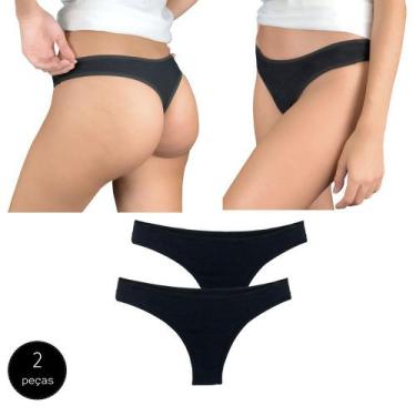 Imagem de Kit 2 Calcinhas Fio Dental Try Basics Algodão Cotton Básica Lisa Moda 