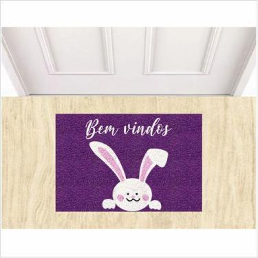 Imagem de Decoração de Páscoa, tapete coelho bem vindo. - zap tapetes